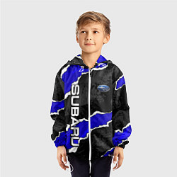 Ветровка с капюшоном детская Subaru - синий разрыв, цвет: 3D-белый — фото 2