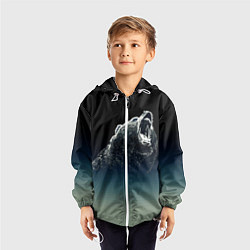 Ветровка с капюшоном детская Бурый в гневе - градиент, цвет: 3D-белый — фото 2