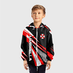 Ветровка с капюшоном детская Красный спортивный - Umbrella, цвет: 3D-белый — фото 2