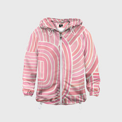Ветровка с капюшоном детская Абстрактный узор розовый, цвет: 3D-белый