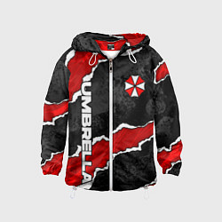Ветровка с капюшоном детская Umbrella corp - разрывы, цвет: 3D-белый
