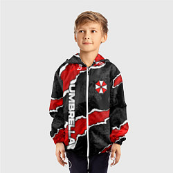 Ветровка с капюшоном детская Umbrella corp - разрывы, цвет: 3D-белый — фото 2