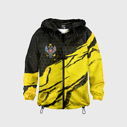 Ветровка с капюшоном детская Российская империя - Желтые потертости, цвет: 3D-черный