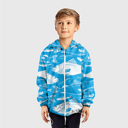 Ветровка с капюшоном детская Рыбы в голубой воде, цвет: 3D-белый — фото 2