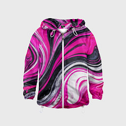 Ветровка с капюшоном детская Розово белая абстракция, цвет: 3D-белый