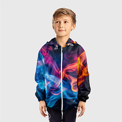Ветровка с капюшоном детская Цветной огонь, цвет: 3D-белый — фото 2