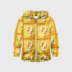 Ветровка с капюшоном детская Minecraft Лаки Блок, цвет: 3D-белый