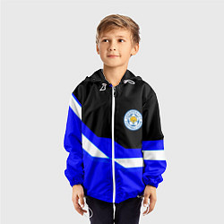 Ветровка с капюшоном детская Лестер Сити спорт геометрия, цвет: 3D-белый — фото 2