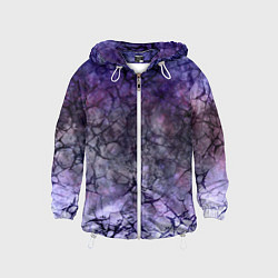 Ветровка с капюшоном детская Абстракция - black cobweb on a blue-violet backgro, цвет: 3D-белый