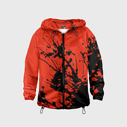 Ветровка с капюшоном детская Взрыв чёрной краски на красно-оранжевом, цвет: 3D-черный