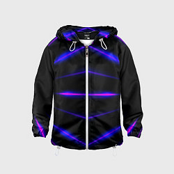 Ветровка с капюшоном детская Color black neon stripes, цвет: 3D-белый