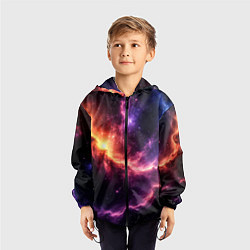 Ветровка с капюшоном детская Фантастические космические туманы, цвет: 3D-черный — фото 2