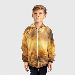 Ветровка с капюшоном детская Золотые лучи солнца на рассвете, цвет: 3D-белый — фото 2