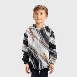 Ветровка с капюшоном детская Текстура жемчужный мрамор, цвет: 3D-белый — фото 2