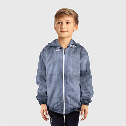 Ветровка с капюшоном детская Текстура серо-синий бетон, цвет: 3D-белый — фото 2