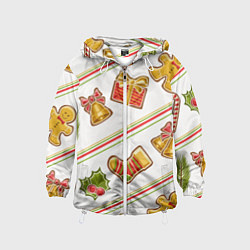 Ветровка с капюшоном детская Рождественский дух, цвет: 3D-белый