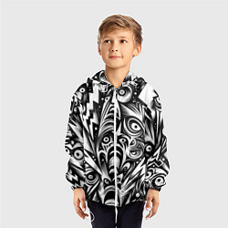 Ветровка с капюшоном детская Lightnings and faces - ai art fantasy, цвет: 3D-белый — фото 2