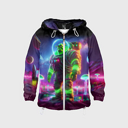 Ветровка с капюшоном детская Космонавт Шрук в неоновом скафандре на загадочной, цвет: 3D-белый