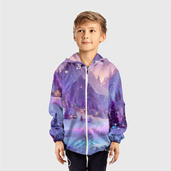 Ветровка с капюшоном детская Новогодняя магическая атмосфера, цвет: 3D-белый — фото 2