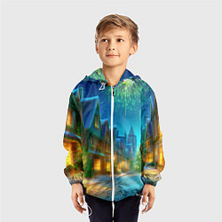 Ветровка с капюшоном детская Праздничный новогодний салют, цвет: 3D-белый — фото 2