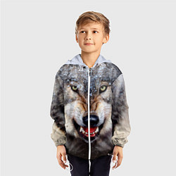 Ветровка с капюшоном детская Взгляд волка, цвет: 3D-белый — фото 2