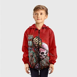 Ветровка с капюшоном детская Скелет, цвет: 3D-черный — фото 2