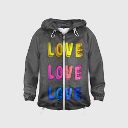 Ветровка с капюшоном детская Love Love Love, цвет: 3D-белый