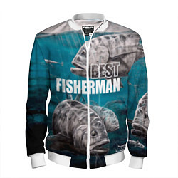 Бомбер мужской Best fisherman, цвет: 3D-белый