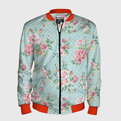 Бомбер мужской Цветы ретро 1, цвет: 3D-красный