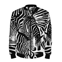 Бомбер мужской Полосатая зебра, цвет: 3D-черный