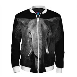 Бомбер мужской Взгляд слона, цвет: 3D-белый