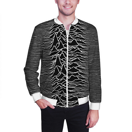 Мужской бомбер Joy Division: Unknown Pleasures / 3D-Белый – фото 3