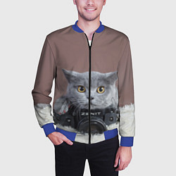 Бомбер мужской Котик фотограф, цвет: 3D-синий — фото 2