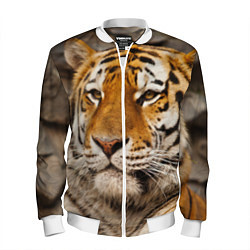 Бомбер мужской Мудрый тигр, цвет: 3D-белый