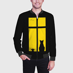 Бомбер мужской Котик в окошке, цвет: 3D-черный — фото 2