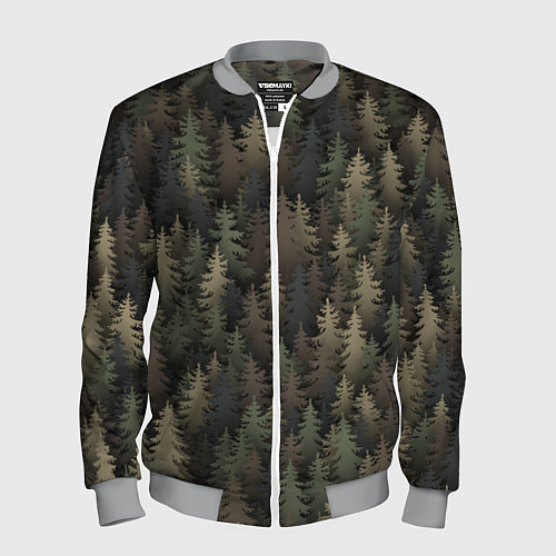 Мужской бомбер Лесной камуфляж / 3D-Меланж – фото 1