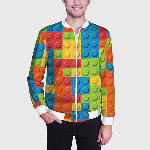Мужской бомбер Лего конструктор / 3D-Белый – фото 3