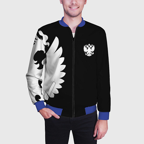 Мужской бомбер Russia - Black collection / 3D-Синий – фото 3