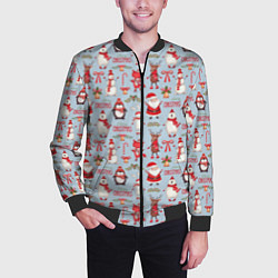 Бомбер мужской Рождественская Милота, цвет: 3D-черный — фото 2