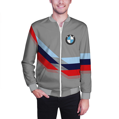 Мужской бомбер Бмв Bmw 2018 Grey / 3D-Меланж – фото 3
