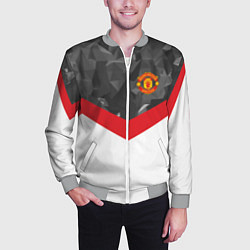 Бомбер мужской Man United FC: Grey Polygons, цвет: 3D-меланж — фото 2
