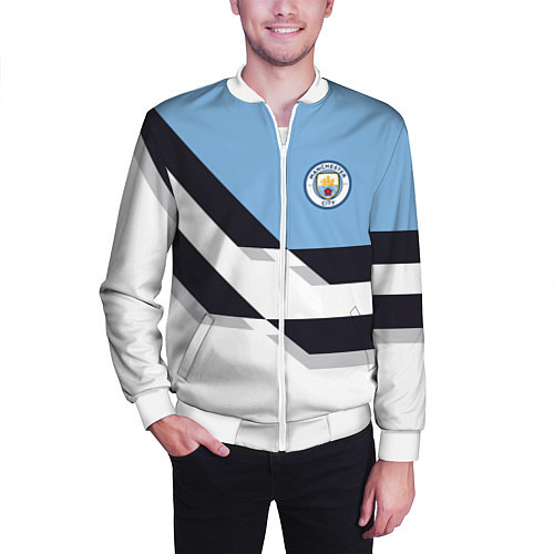 Мужской бомбер Manchester City FC: White style / 3D-Белый – фото 3