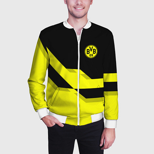 Мужской бомбер BVB FC: Yellow style / 3D-Белый – фото 3