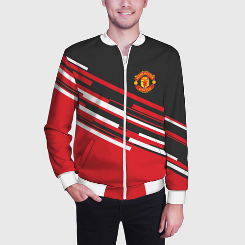 Мужской бомбер Man UTD FC: Sport Line 2018 / 3D-Белый – фото 3