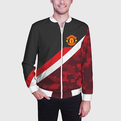 Мужской бомбер Man UTD FC: Sport Camo / 3D-Белый – фото 3