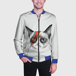 Бомбер мужской David Bowie: Grumpy cat, цвет: 3D-синий — фото 2