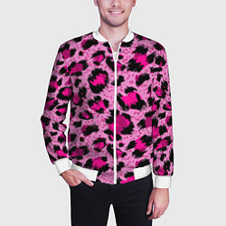 Бомбер мужской Розовый леопард, цвет: 3D-белый — фото 2