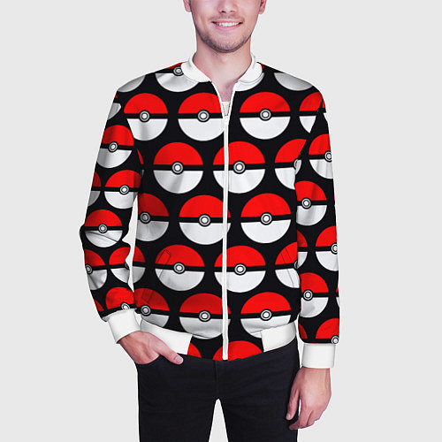 Мужской бомбер Pokeball Pattern / 3D-Белый – фото 3