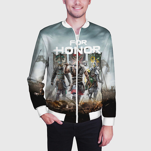 Мужской бомбер For Honor / 3D-Белый – фото 3