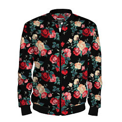 Бомбер мужской Кустовые розы, цвет: 3D-черный